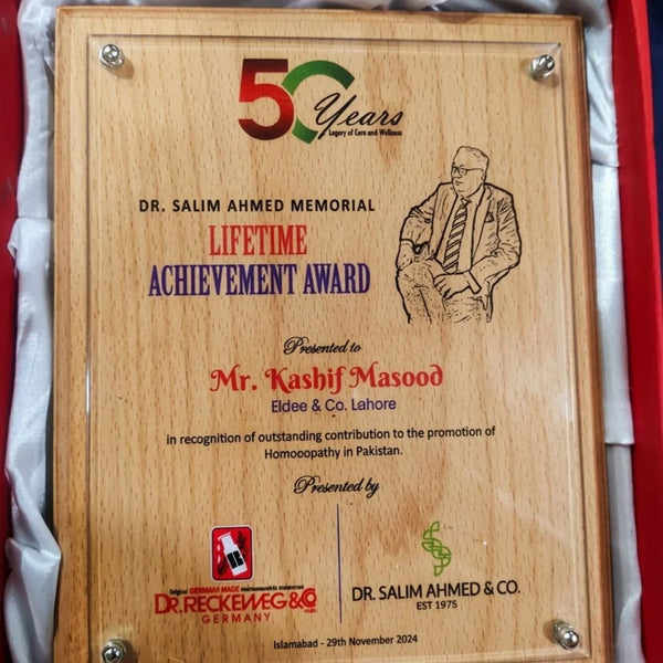 El Dee & Co. award — Dr. Reckeweg Germany recognition Pakistan